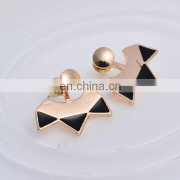 Gold and Silver Plated Expoy Fan-shaped Triangle Geometry Stud Earrings photo-2