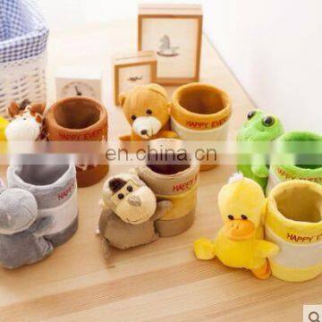 Custom wholesale cute soft animal plush pen holder