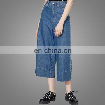 New Design High Quality Wide Lege Cropped Women Jean Trousers