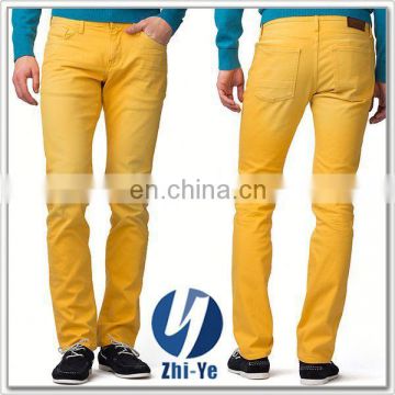 new design latest fashion yellow jeans for men