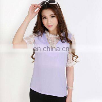 Trendy women chiffon blouse/fashion lace and chiffon blouse for ladies