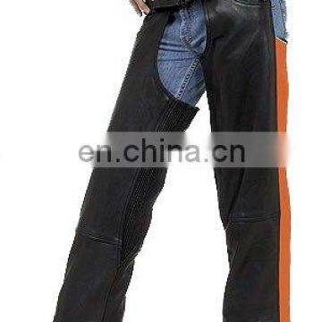 HMB-333A-2 WOMEN LEATHER CHAPS COLOR STRAP STYLE CHAP BLACK