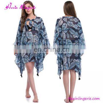 Wholesale Leaf Printed Hollow Bohemian Boho Dress Womens