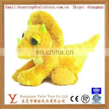 Stuffed eco-friendly toys plush fancy yellow baby dinosaur with big eye toy