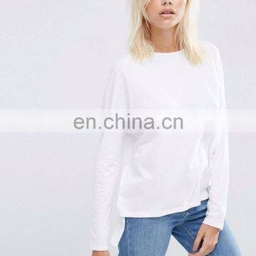 High Quality 100% Cotton Long Sleeves Ladies T-shirt/Women