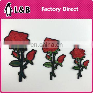 2017 wholesale chinese custom iron on embroidery heat rose patch