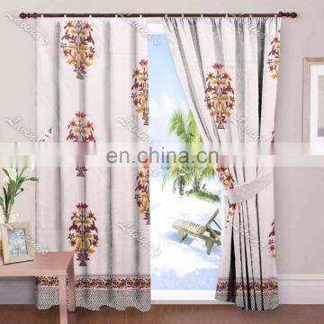 Floral Print Cotton Curtain Window Treatment Drapery Panel Sheet