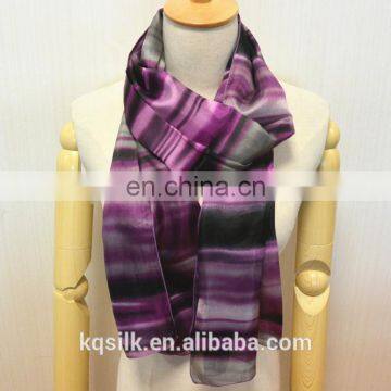 Stock Lot 100% Silk Long Stripe Colorful Paj Screen Printing Habotai Silk Scarves photo-4