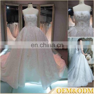 2017 alibaba guangzhou polyester handmade beaded cheap bridal plain ball gown wedding dresses