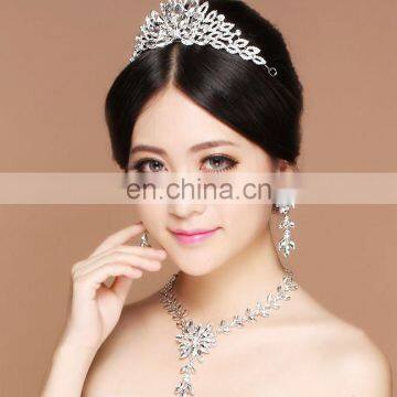 Luxurious Leaf Crystal Bridal Wedding Necklace+earrings+tiara Jewelry Sets Jewelry Wholesale China photo-5