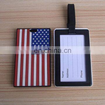 USA country silicone rubber bag tag tourism soft pvc luggage tag holder