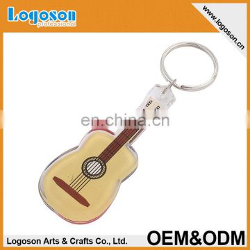 2016 Wholesale guitar design custom shape plastic keyring