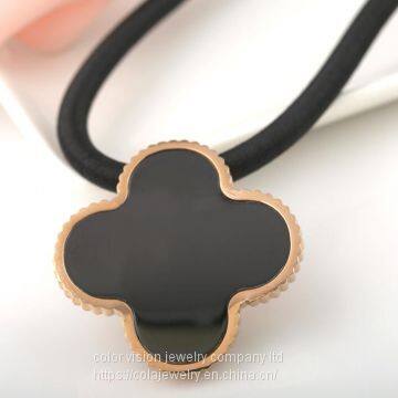 Women Jewelry Stainless Steel Four Leaf Clover Pendant Flower Necklace photo-2
