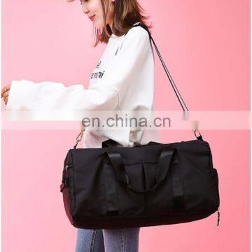 Black Women Travel Bag Large Wet Dry Storage Bag With Shoe Compartment