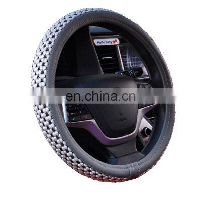 Factory direct selling ice silk/leather car steering wheel cover   soft color bright non-slip durable washable