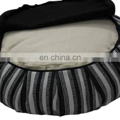 Cylindrical Zebra Striped Zafu Hand Loom Fabric Meditation Cushion Indian Supplier photo-5