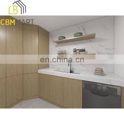 Customized Modular Kitchen Furniture Design Wood Grain Kitchen Cabinet for Wholesales photo-4