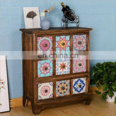 Vintage 9 Drawers Storage Solid Wood Cabinet photo-2