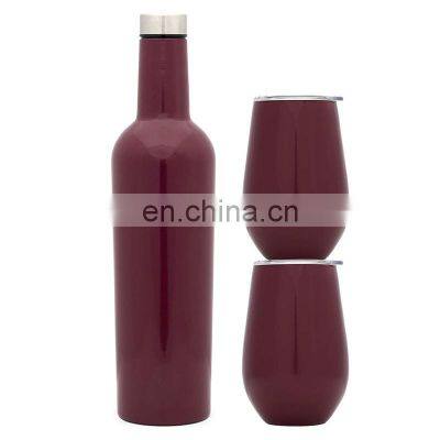 Custom Stainless Steel Insulated 25 oz Wine Tumbler and Two 12 oz Red Wine Bottle Set With Luxury Gift Box photo-5
