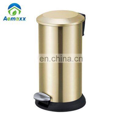 Gold Slim 5L 12L 20L eco friendly trash can office trash can pedal bin stainless steel foot pedal garbage bin waste bin bathroom