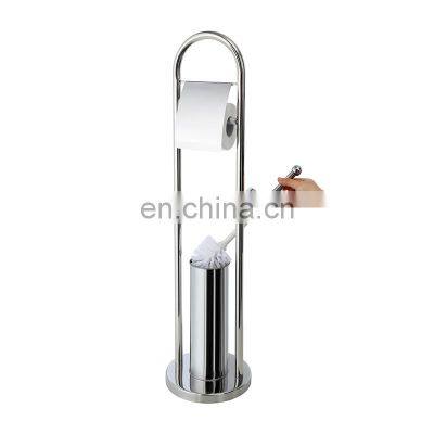 Elegant Modern Chrome Polish Toilet Brush paper towel rack stainless steel standing toilet paper holder