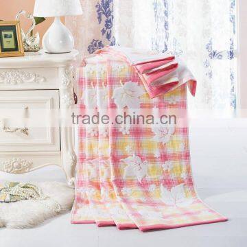 Promotional prices leaves and flower printed soft cotton wholesale terry cloth blanket