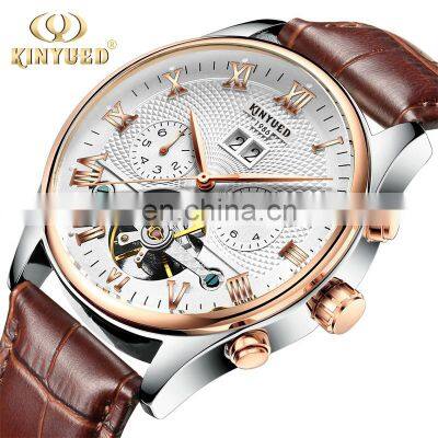 KINYUED J012 Casual Tourbillon Fashion Leather Belt Watches For Men Automatic Mechanical 12 Hours Wrist Watch photo-2