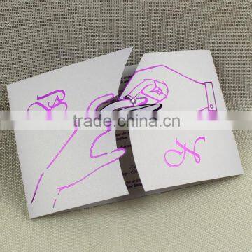 3D Hands Wearing Ring Foiling Printing Customized Wedding Card