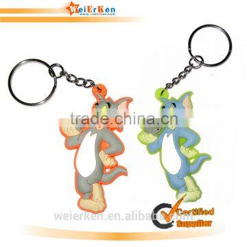 3D Tom cat shape keychains wholesale soft pvc rubber keychain