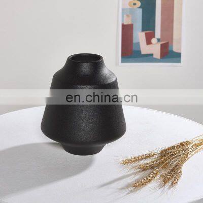 Modern Nordic Chinese Vase Matte Floor Porch Dry Flower Ikebana Vase Tabletop Vaso Ceramic Vase Black For Home Decor photo-3