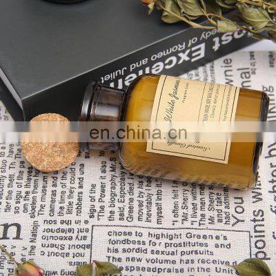 ENO Private Label Glass Jar Candle With Wooden Lid Smokeless Soybean WAX Candles Sandalwood Fragrance Scented Candle