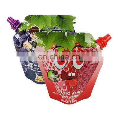Juice Packaging Shaped Pack 125ml Custom Liquid Stand up Spout Pouches Plastic Food Grade Aluminum Foil Doypack photo-5