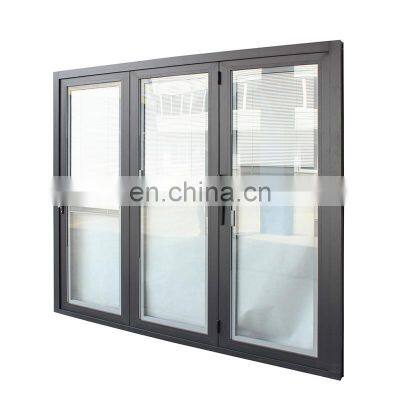 Made in China aluminum alloy three door high-end hot crack design German glass frame double folding door and window