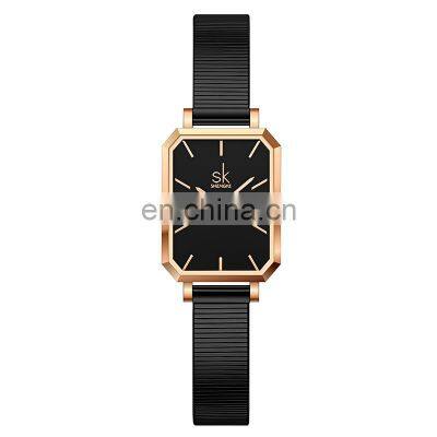 SHENGKEG  Wholesale Girlfriend Quartz Watch K0177L Montre femme en cuir Fashion Square Watch Private Label Stainless Steel Watch