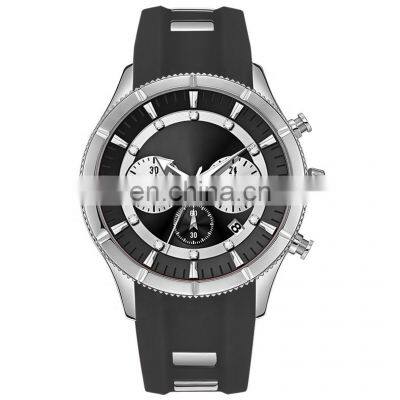 Make your own logo minimalist chronograph sport water resistant black diamond wristwatches women