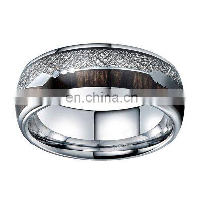 2022 New Fashion Man Stainless Steel Rings Inlay Wood Meteorite Arrow Party Ring Wedding Band For Men Jewelry photo-5
