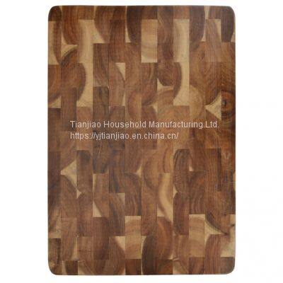 Extra Engraved Large and Thick Natural Edge Grain Vegetable Chopping Wooden Boards End Grain Acacia Wood Cutting Board