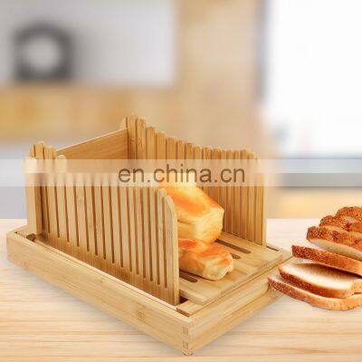 Adjustable Foldable Compact Cutter Bamboo Bread Slicer Cutting Board With Bread Knife photo-3