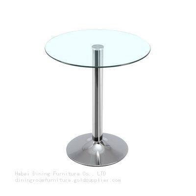 Tempered Glass Top Chrome Legs Round Side Table DT-G14