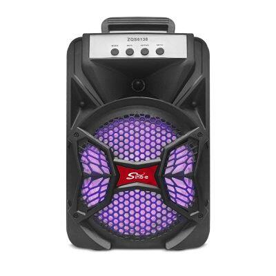 SING-E ZQS6138 6 Inch Trolley Party Subwoofer Speakers With Display Screen Support BlueTooth,TWS,TF Card,AUX,FM With RGB Lights