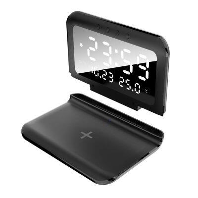 4 In 1 Detachable Led Display Clock Wireless Charger 15w Fast Charge Digital Alarm Clock Multifunction Wireless Charger