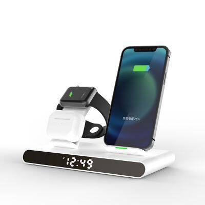 Multifunctional Charging Stand 3 In 1 Charger Digital Alarm Clock Wireless Charger