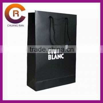 Black Printing With Glossy Lamination White Logo Paper Bags for Jeans