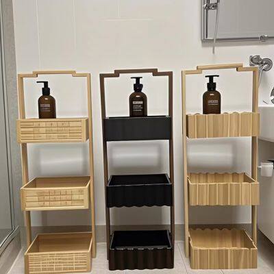 Wooden Estante Bathroom Organizer Storage Rack Shower Caddy Shelves Holder Racks Bamboo Corner Storage Shelf Bathroom Shelf