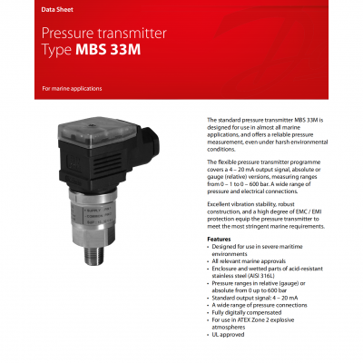 Datasheet-Danfoss-MBS-33M-Pressure-Transmitter