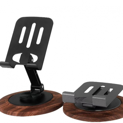 Premium Metal Phone Stand With Wooden Base photo-2
