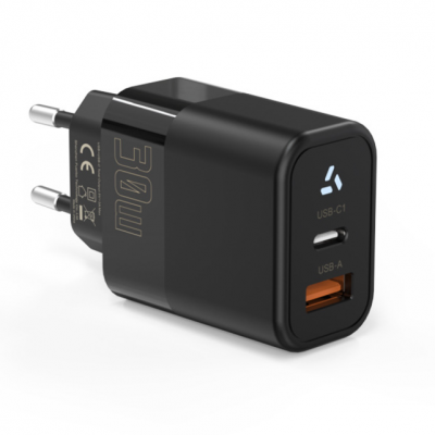 30 Вт двухпортовый быстрый зарядное устройство для стеновой розетки с USB‑C PD, универсальный адаптер быстрой зарядки для iPhone и смартфонов на Android