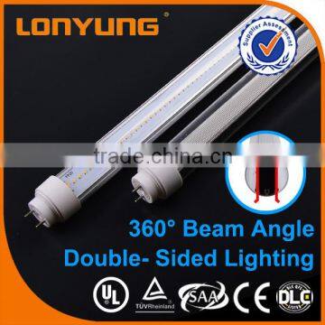 T10 double-side 100 lm/w USA America UL DLC 180 degree beam angle led tube light