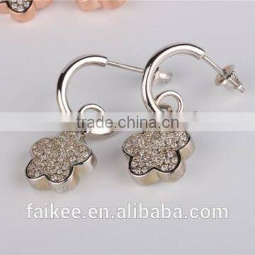 Wholesale Fashion Lady's Jewelry 925 Sterling Silver Earring Gold Plated Wax Micro Pave Setting Earring photo-5