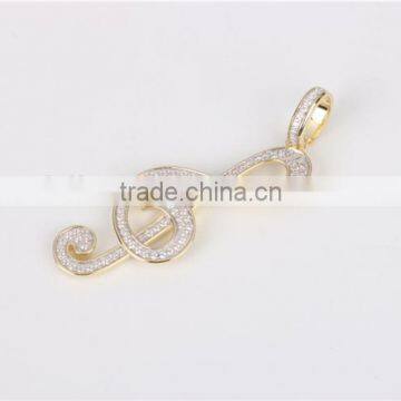 925 Silver Artificial Diamond Round Ring Pendant for Women Musical Notes Pendant photo-3